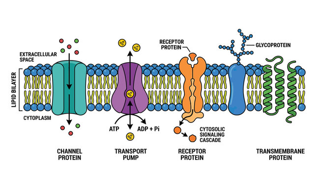 Cell Membrane Structure with Proteins and Glycoproteins