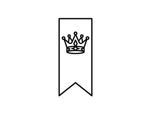 Black and white crown inside a banner flag design