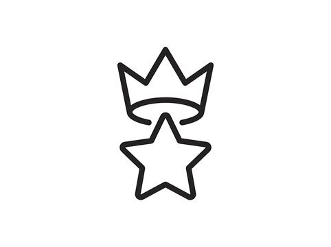 Black crown and star icon set with royal symbol design