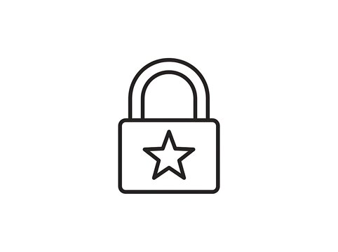 Secure lock with star icon symbol