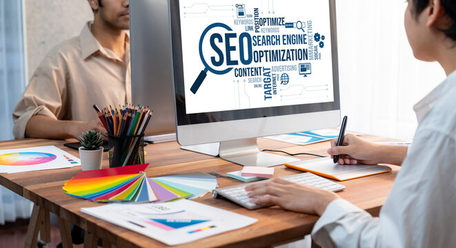 SEO search engine optimization for brisk e-commerce and online retail business showing on computer screen
