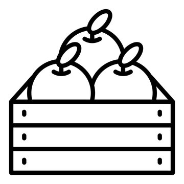 orange crate outline icon. wooden slats holding fruit. farm storage