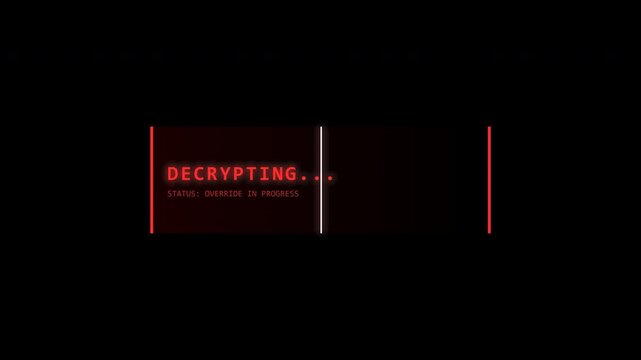 Holographic user interface elements showing decrypting status
