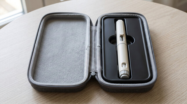 Protective case keeps a capped medication pen ready for travel