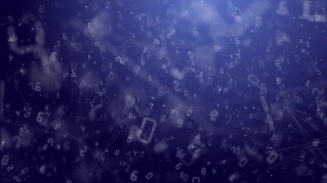 Futuristic Purple Digital Particle Data Stream with Glowing Technology Background