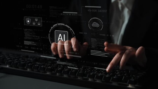AI interface showing how artificial intelligence powers systems. AI Artificial intelligence transforms data, enables automation, and AI artificial intelligence drives innovation. Marrow