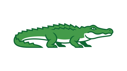 Fototapeta premium Green Crocodile Alligator Vector Illustration Mascot Profile View Isolated on White Background. Modern flat design animal icon for logo, branding, and commercial creative projects.