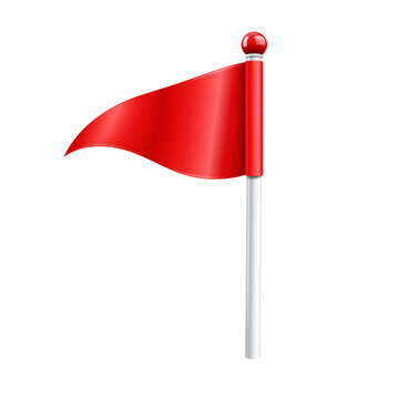 Red flag waves gently on a white pole.