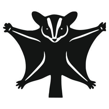 Cute sugar glider climbing on a tree silhouette icon