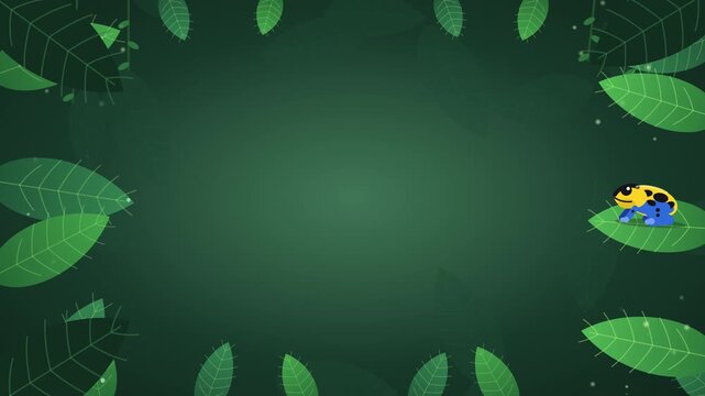 Poison dart frog leaping through dark tropical foliage seamless loop