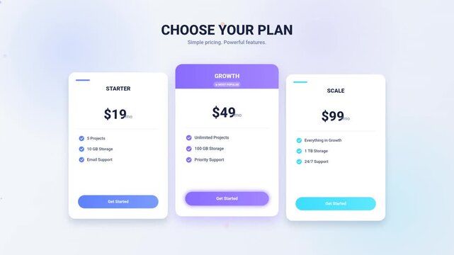 Pricing Table UI Template for Software SaaS Subscription Plans