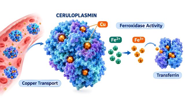 Ceruloplasmin Protein in Copper Transport and Iron Metabolism