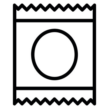 This is a vector graphic illustration of a condom packet created in a flat and minimal style with clean lines and a simple design to promote safe sex awareness