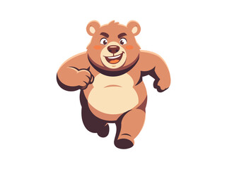 Fototapeta premium Flat Illustration Cartoon Bear Character Smiling Happy Expression