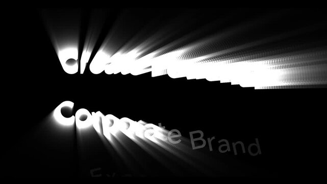 Corporation highlighted by dramatic light rays emanating from bold white lettering set against a dark background to convey professional prestige and authority.