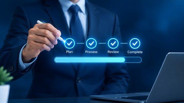 Achieving business success through strategic planning process optimization and consistent performance monitoring leading to enhanced productivity and growth