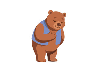 Fototapeta premium Flat Illustration Bear Character Wearing Blue Life Vest