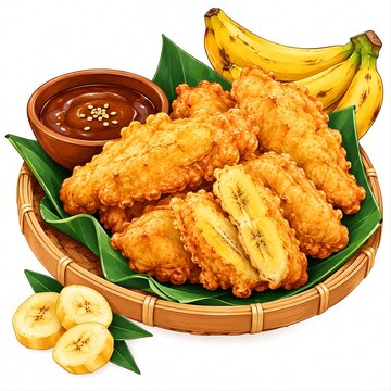 pisang goreng crispy with peaunut sauce