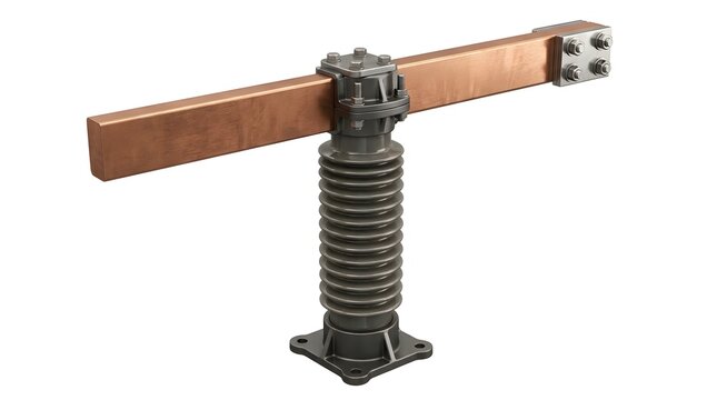 Industrial Electrical Insulator with Copper Conductive Bar in Technical Equipment