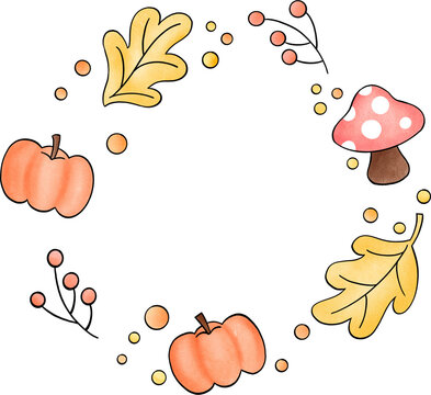Fall Wreath clip art design on plain white transparent isolated background for card, shirt, hoodie, sweatshirt, apparel, tag, mug, icon, poster or badge