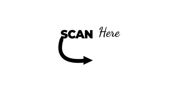 Minimalist Scan Here Text Animation on Isolated White Background for QR Code and Mobile Payment Interaction