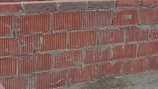 Exterior brick wall in construction site