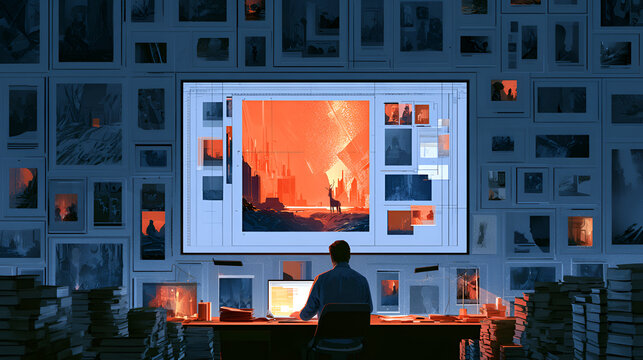 AI-Generated Illustration Draft Displayed On A Publishing House Screen
