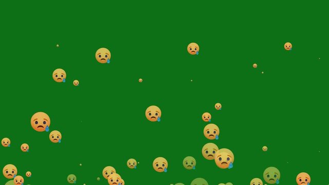 Crying and sad face emoji animation ,Emoji sad emoticon face, Yellow sad face emoji Sad but relieved face is a flat animated emoji.sorrow tear drop and disappointed feeling symbol.