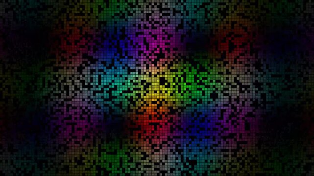 Abstract digital background with colorful glowing square pixel pattern