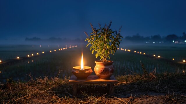 Assamese Kati Bihu Festival Night in Rural Assam