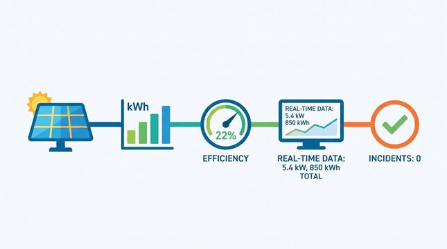 Solar energy system efficiency and real-time data dashboard