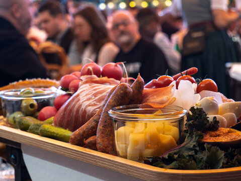 Delicious German Charcuterie Board with Various Meats