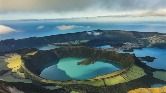 Aerial view of the majestic lake atitlan guatemala landscape