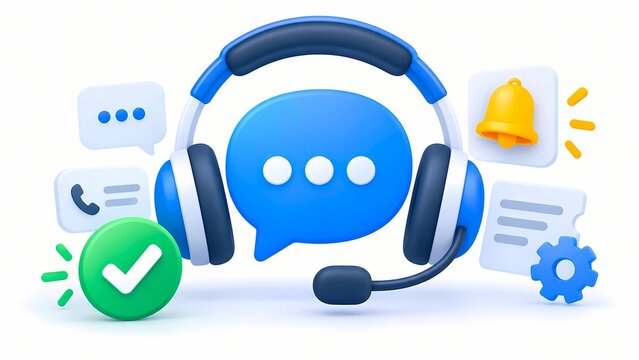 Headset with chat bubbles for customer support and live chat