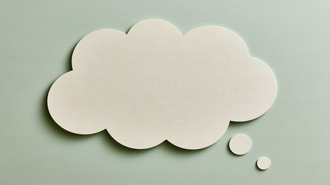 Minimal white thought bubble with dots on sage background