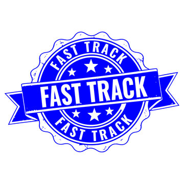 Fast track progress badge with speed and success theme