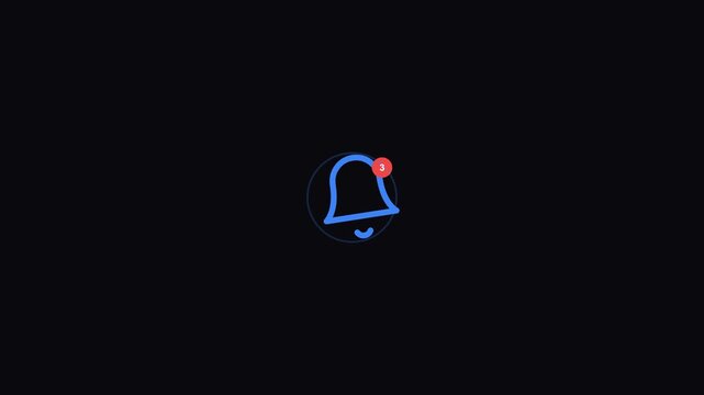 Animated notification bell icon with alert badge and ringing effect. Modern app notification concept, message alert, reminder, update, communication and user engagement symbol.
