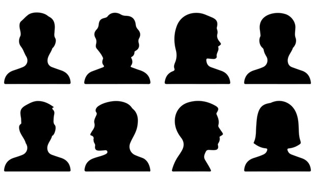 Collection of silhouettes representing diverse headshots and profile views