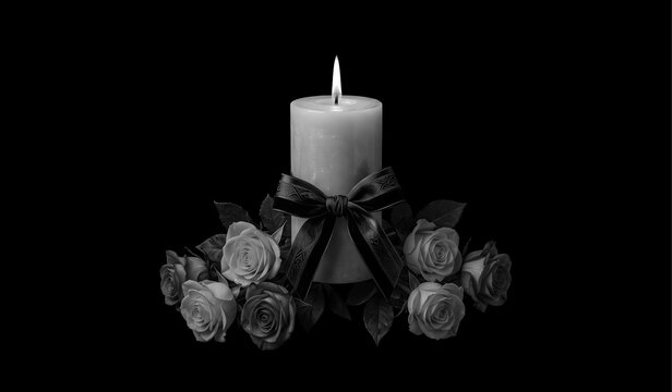 Candle on the background. Postcard for the event, memorial day, mourning. Ukraine. Popular pattern for designers, marketers, advertising. Object, symbol.