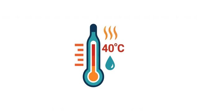 Thermometer indicating extreme high weather conditions with forty degrees celsius temperature measurement showing rising heat waves and humidity levels for meteorological reporting or health