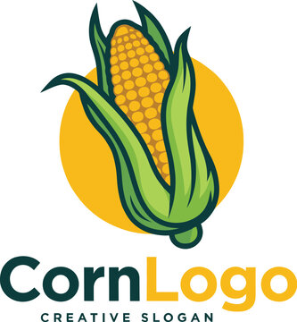 Fresh yellow corn cob logo design for organic farming and agriculture