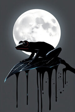 Tree Frog Silhouette Wet Leaf High Contrast