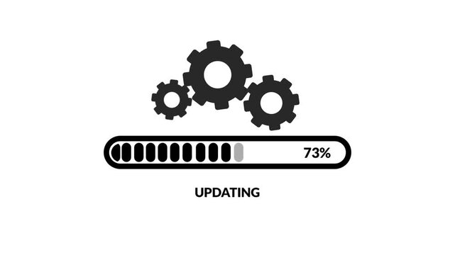 Software Update Progress Bar Animation with Gears Updating Loading Bar