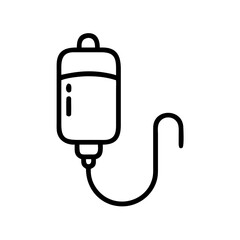 Fototapeta premium blood bag line icon, medical iv bag and transfusion symbol for hospital, healthcare and donation concept, outline vector design