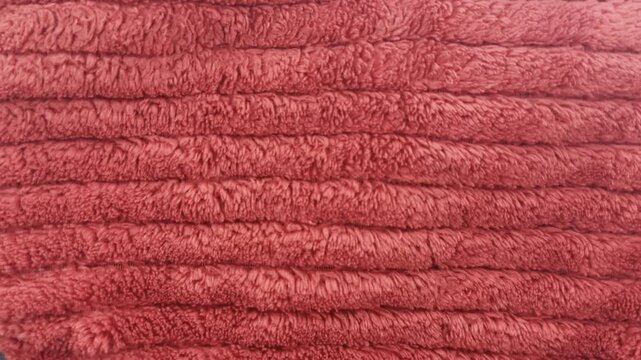 Deep Red Chenille Ribbed Fabric Horizontal Textile Background
