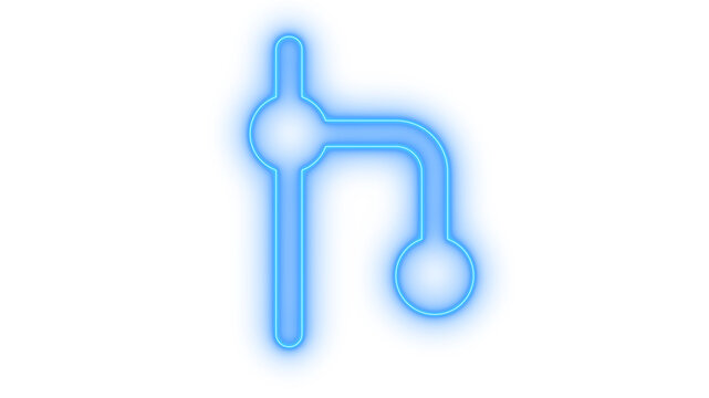 Glowing neon git fork or branch icon isolated on transparent background. Code development. Version control. Software programming. Network node