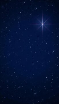 Twinkling stars shine bright in a dark blue night sky with sparkles of light, icons, burst