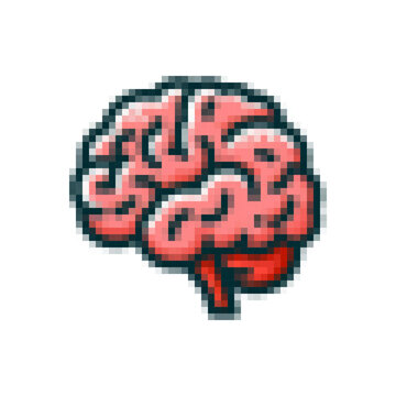 Pixel Art Brain Anatomy Illustration