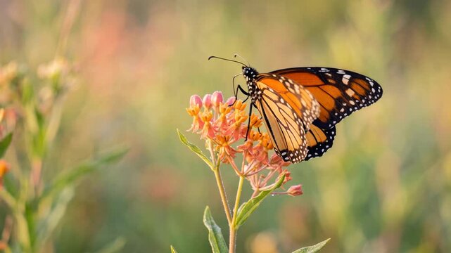monarch butterfly close up at morning light in pacific grove california video