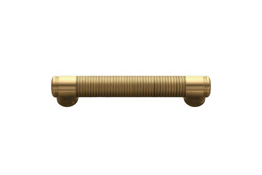Vintage Brass Ribbed Cabinet Pull Handle Isolated